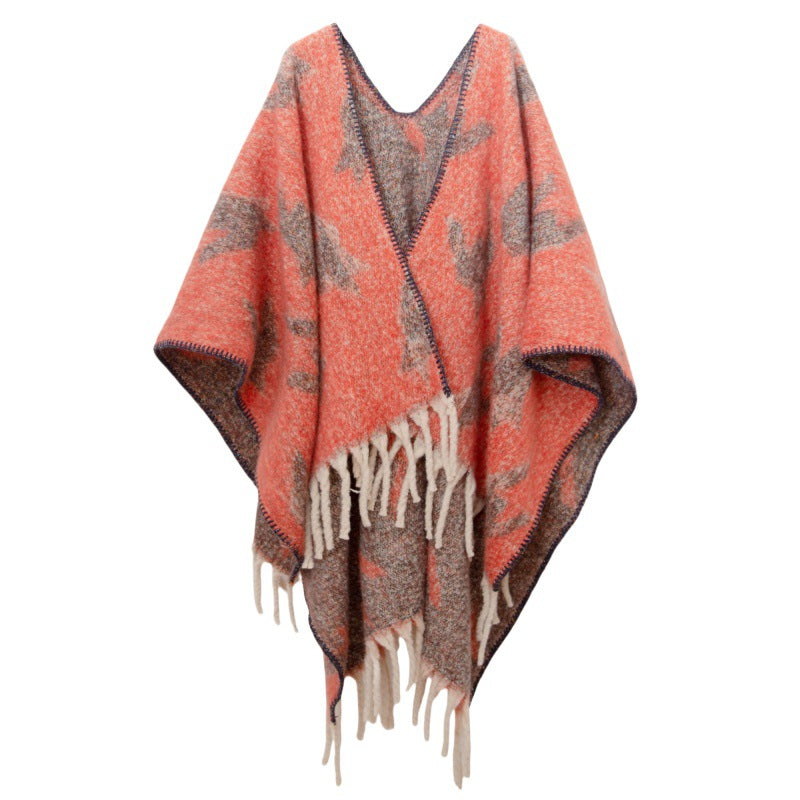 Fringed Jacquard Blanket Shawl Wrap Scarf