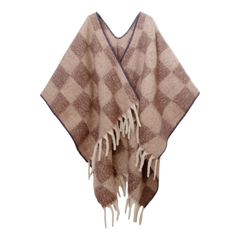 Fringed Jacquard Blanket Shawl Wrap Scarf