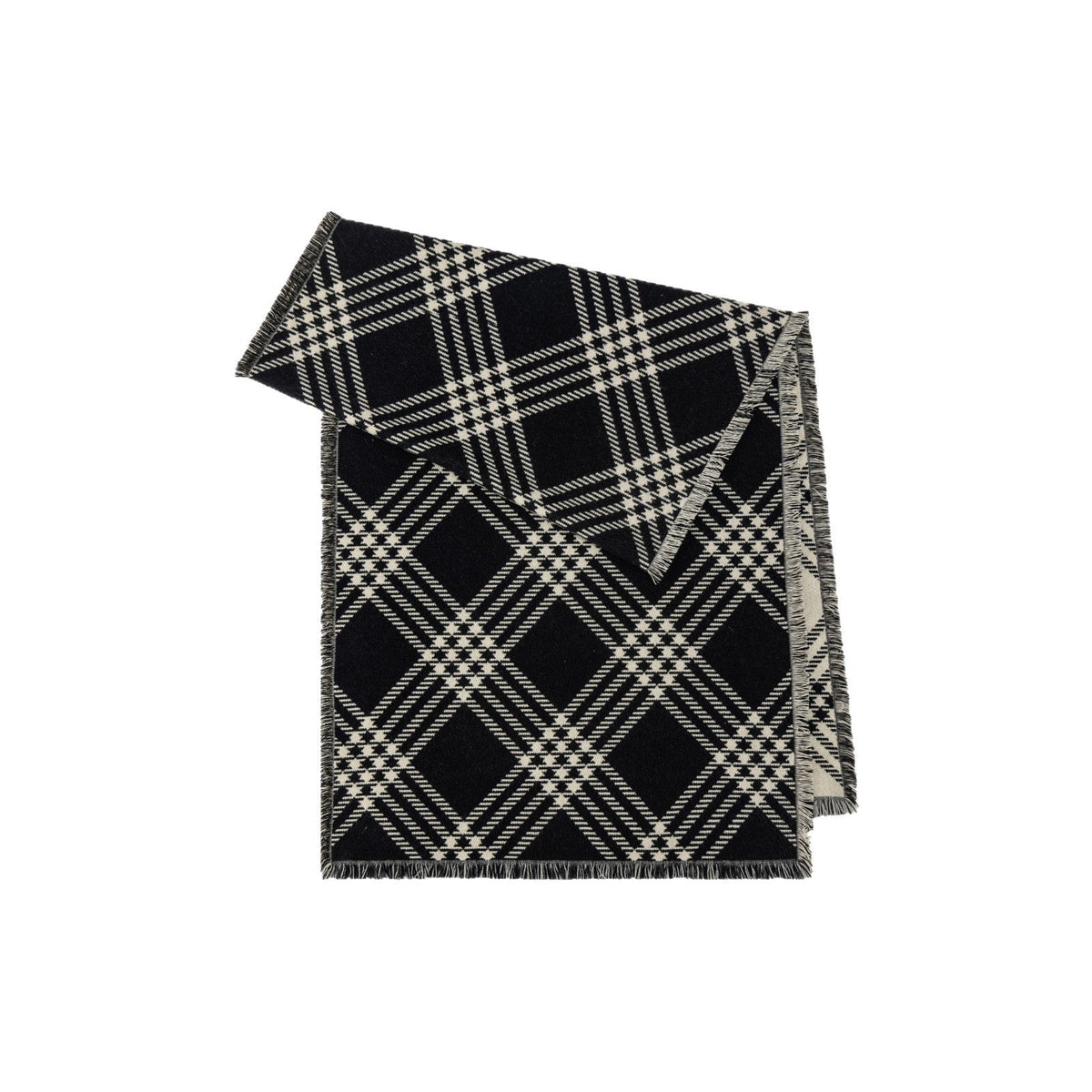 Oversized Check Blanket Scarf With Fringe
