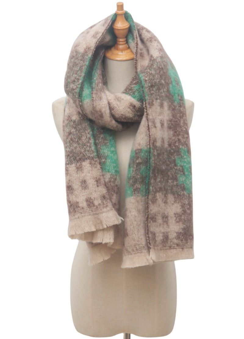 Brushed Grid Check Oversized Blanket Scarf