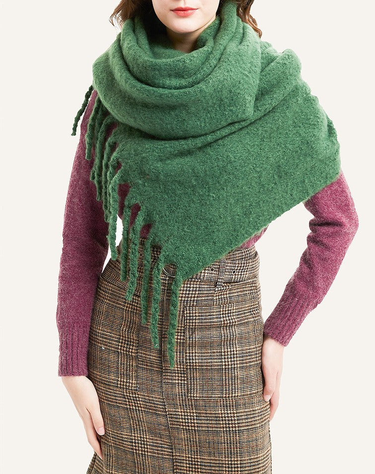 Chunky Brushed Fringe Blanket Scarf